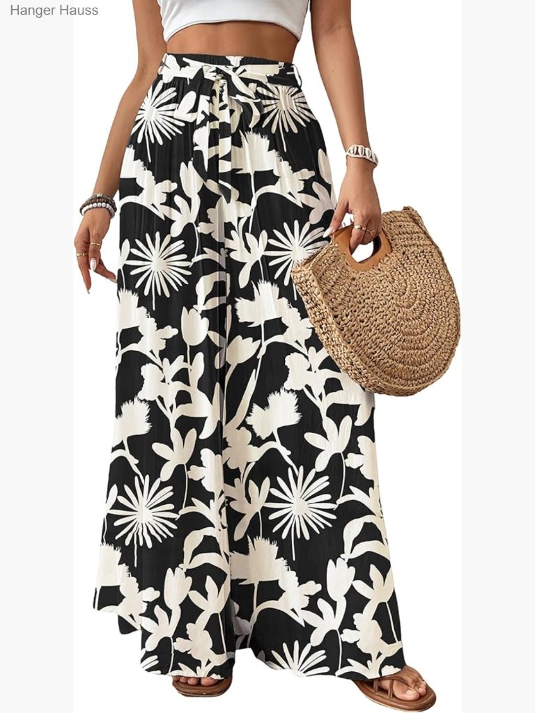 Wide Leg Palazzo Pants High Waisted Flowy Casual Trousers Cruise Outfits